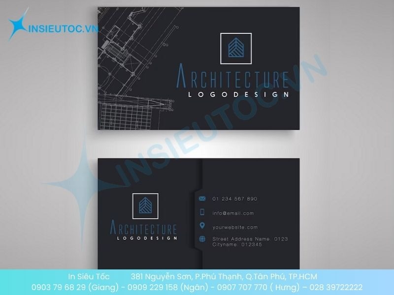 Mẫu card visit kiến trúc sư chuyên nghiệp với hình chìm