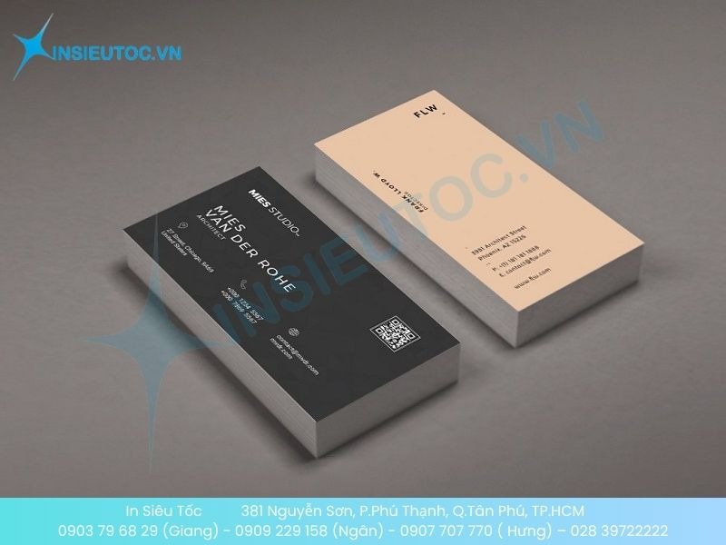 Mẫu card visit kiến trúc sư hiện đại có tích hợp mã QR