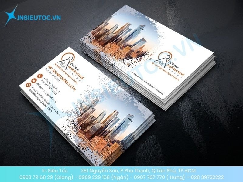 Mẫu card visit kiến trúc sư đẹp với bố cục sáng tạo và thông tin rõ ràng