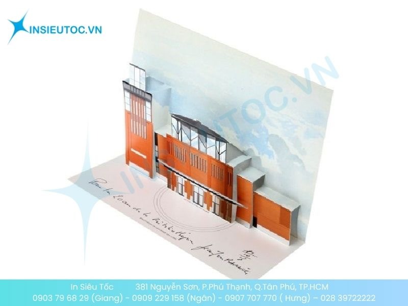 Mẫu card visit kiến trúc sư có cấu trúc gấp, dựng 3D