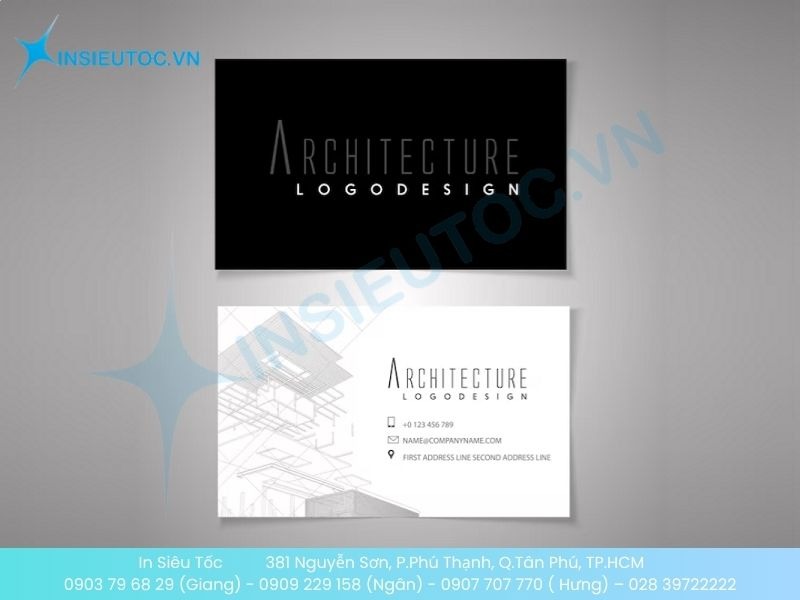 Mẫu card visit kiến trúc sư đơn giản với phông chữ không chân