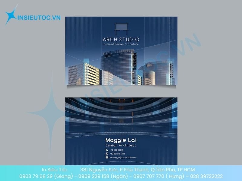 Mẫu card visit kiến trúc sư sử dụng giấy xi măng