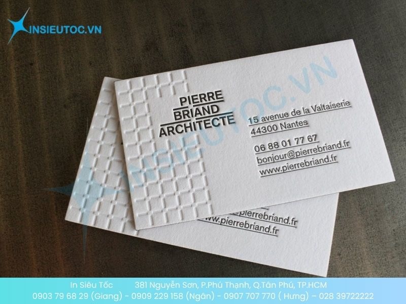 Mẫu card visit kiến trúc sư dập chìm đơn giản