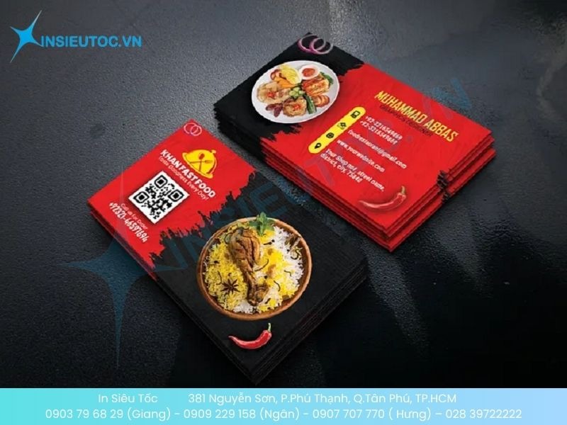 Mẫu card visit nhà hàng hiệu ứng màu sắc tương phản