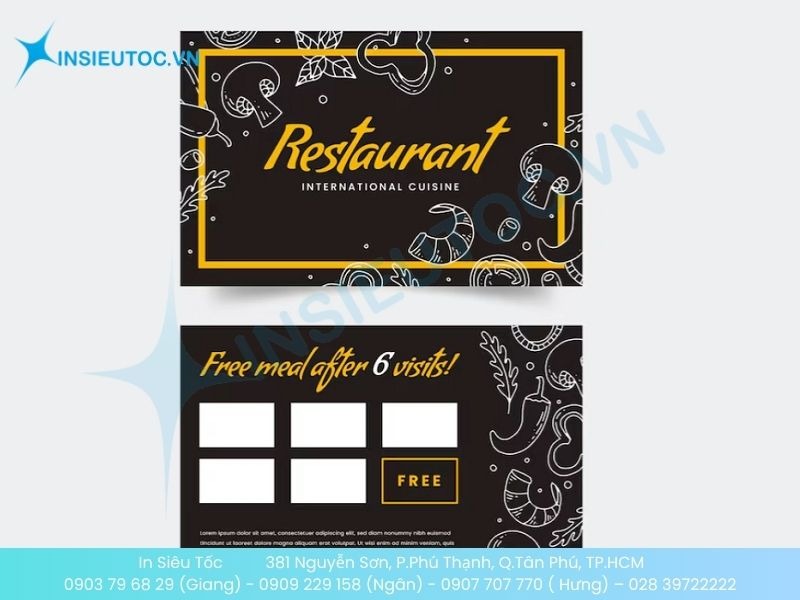 Mẫu card visit nhà hàng có tích điểm