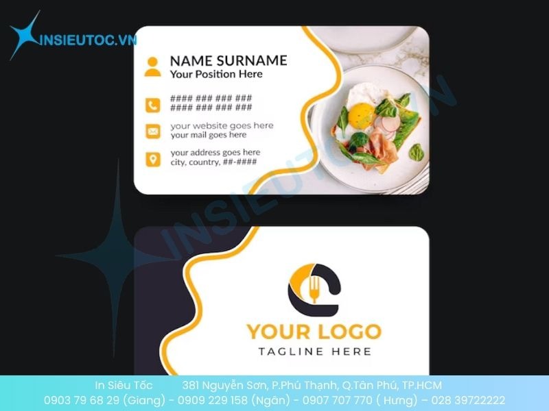 Mẫu card visit đơn giản dành cho nhà hàng phong cách fine dining