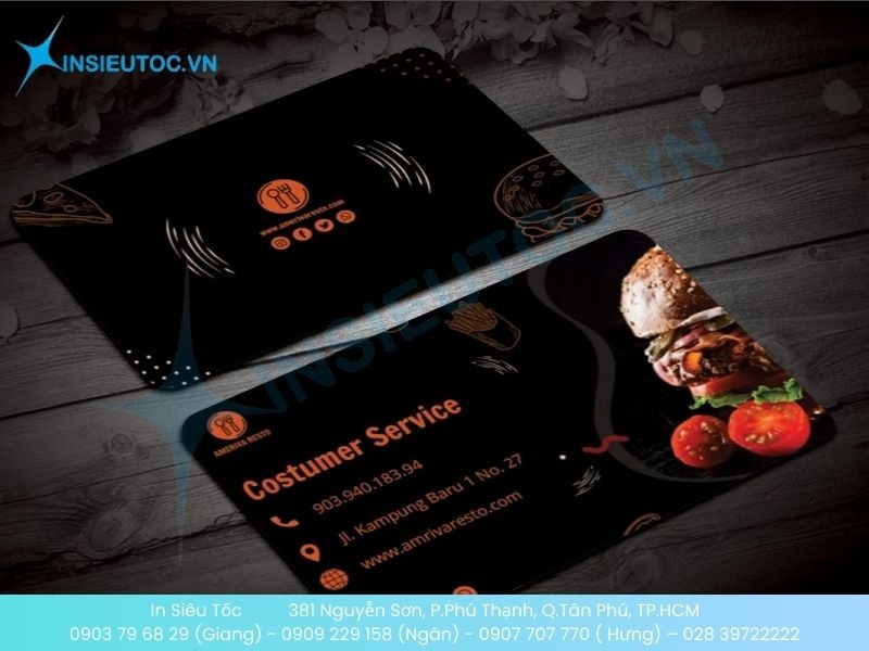 Mẫu card visit nhà hàng tối giản, sang trọng