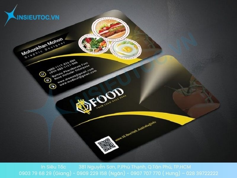 Mẫu card visit nhà hàng phủ viền đen tinh tế