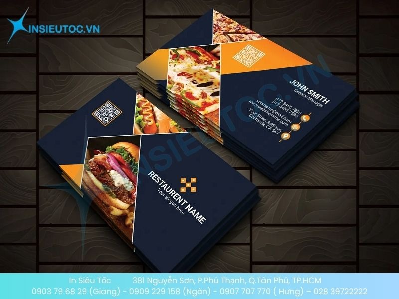 Mẫu card visit nhà hàng phong cách gọn gàng, chỉn chu