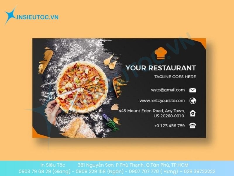 Mẫu card visit nhà hàng đơn giản, kèm hình ảnh bắt mắt