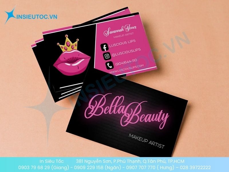 Mẫu card visit phun xăm có thiết kế tối giản, phong cách