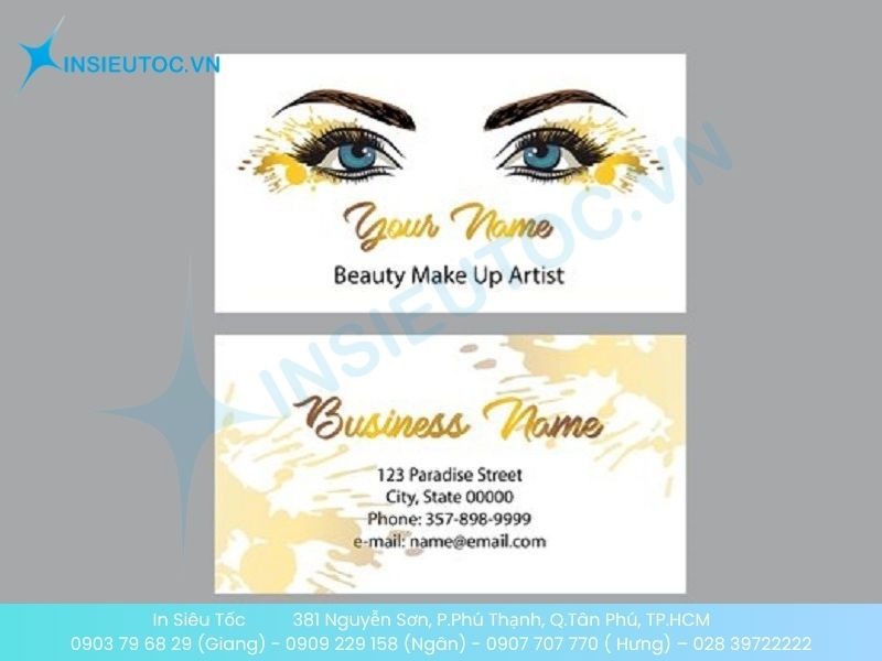 Mẫu card visit phun xăm phong cách sang trọng với kỹ thuật ép kim