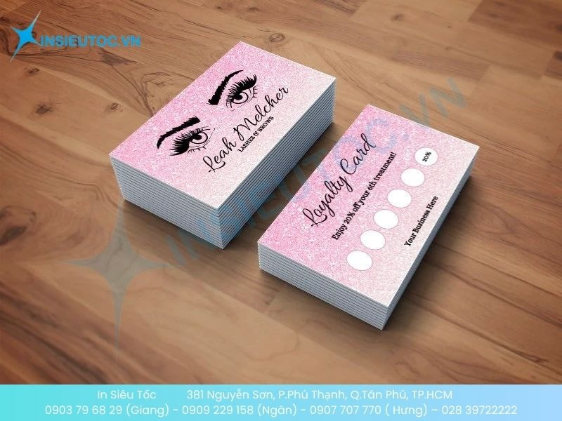 Mẫu card visit phun xăm thẩm mỹ phong cách tươi mới