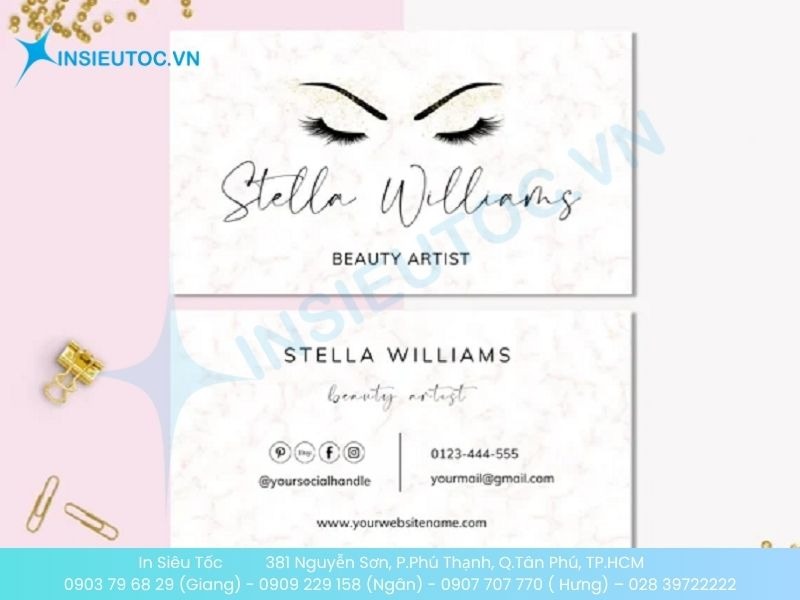 Mẫu card visit phun xăm thẩm mỹ phong cách mềm mại