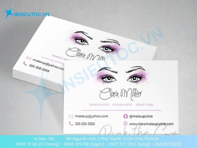 Mẫu card visit phun xăm thẩm mỹ nền trắng đơn giản