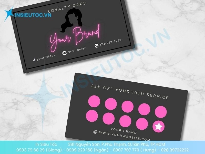 Mẫu card visit phun xăm thẩm mỹ kết hợp nhắc lịch