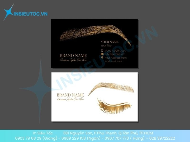Mẫu card visit phun xăm thẩm mỹ ép kim chữ và logo