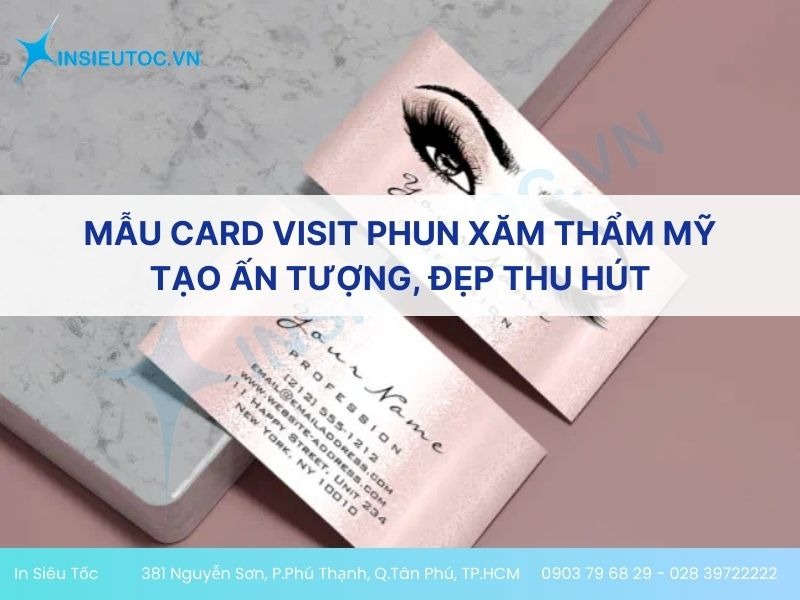 Mẫu card visit phun xăm thẩm mỹ có thiết kế sang trọng, ép kim trên nền giấy mỹ thuật cao cấp
