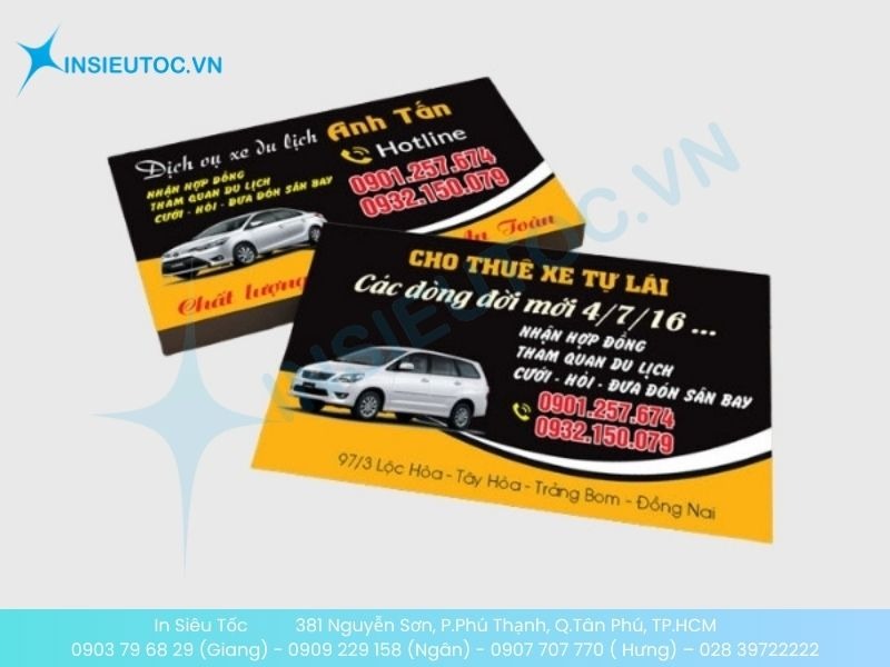 Mẫu Card Taxi cho dịch vụ thuê xe tự lái