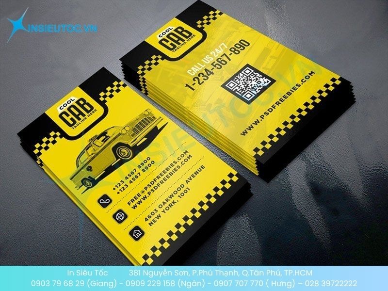 Mẫu Card Visit Taxi dạng dọc độc đáo