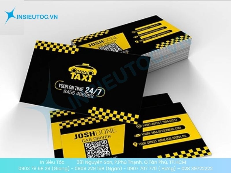 Mẫu Card Taxi với mã QR Zalo tài xế_ hỗ trợ khách hàng
