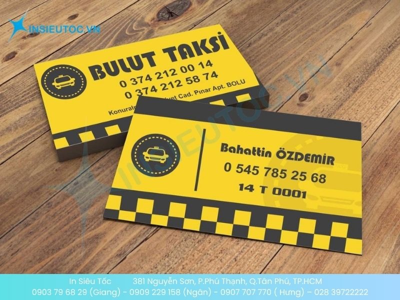 Mẫu Card Visit Taxi khẩn cấp với tone vàng - đen độc đáo