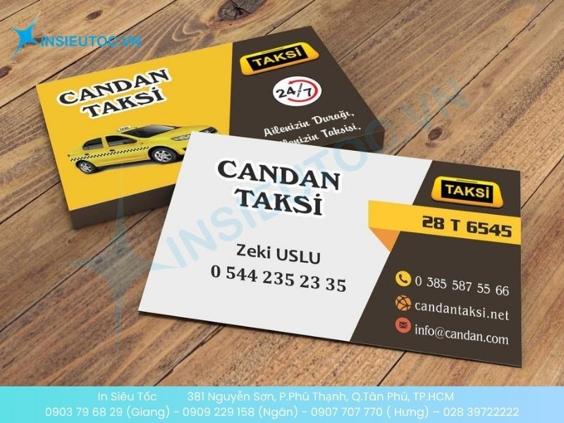 Mẫu Card Visit Taxi khẩn cấp làm nổi bật số điện thoại liên hệ