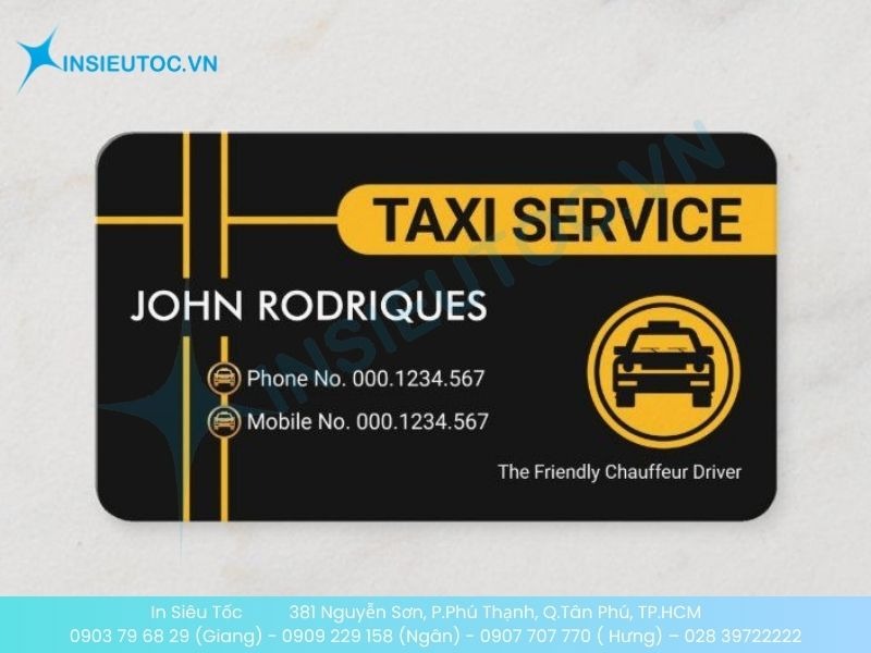 Mẫu Card Visit Taxi bằng nhựa PVC bền bỉ