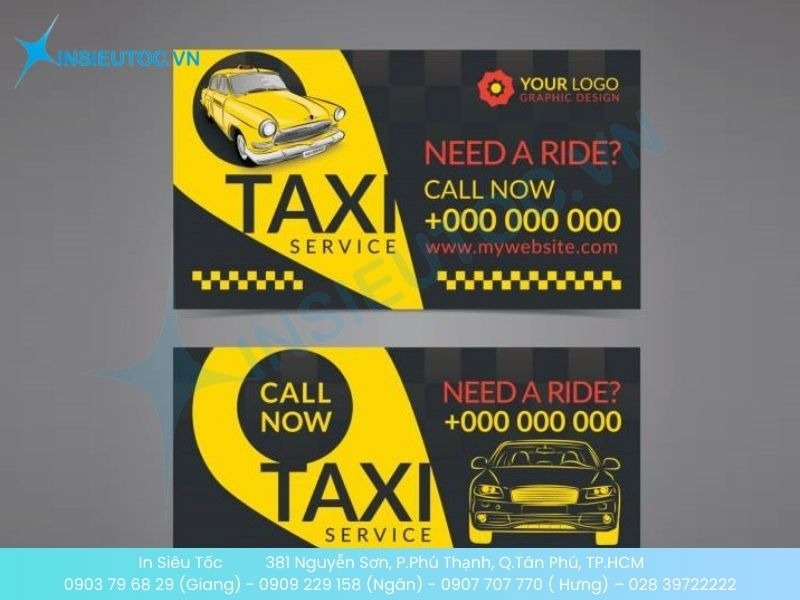 Mẫu Card Taxi với số điện thoại nổi bật