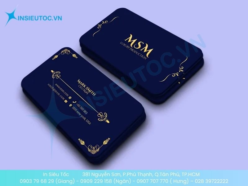 Name Card CEO xanh sang trọng, có bo góc