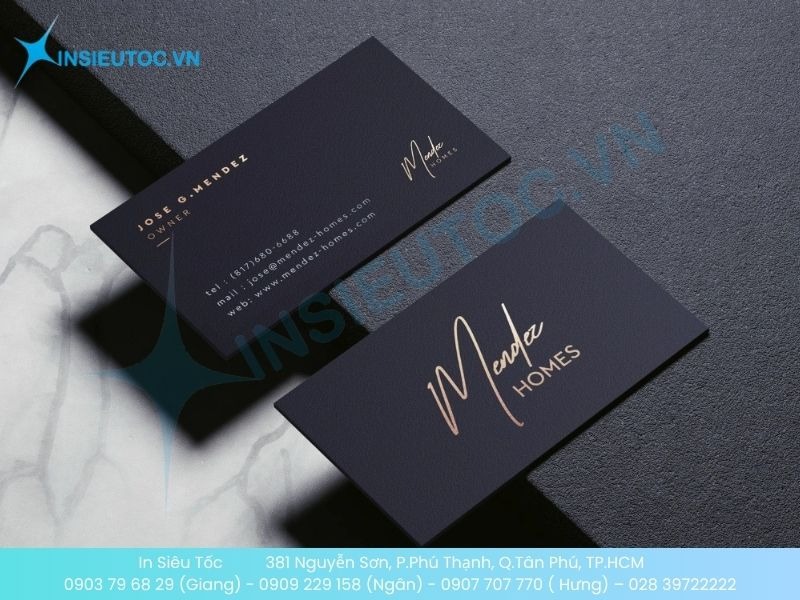 Name Card CEO ép kim nền đen quyền lực