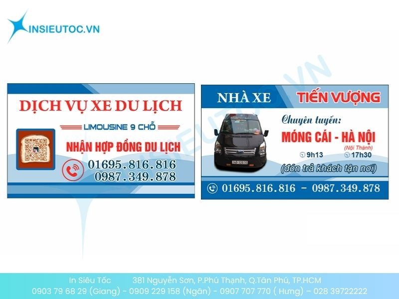 Mẫu card visit cho nhà xe du lịch