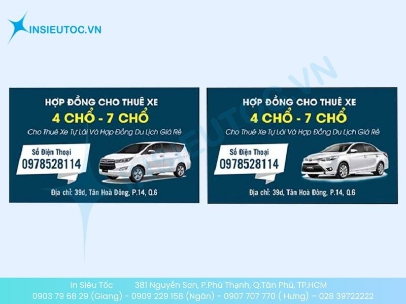 Mẫu card dịch vụ chở và cho thuê xe khách