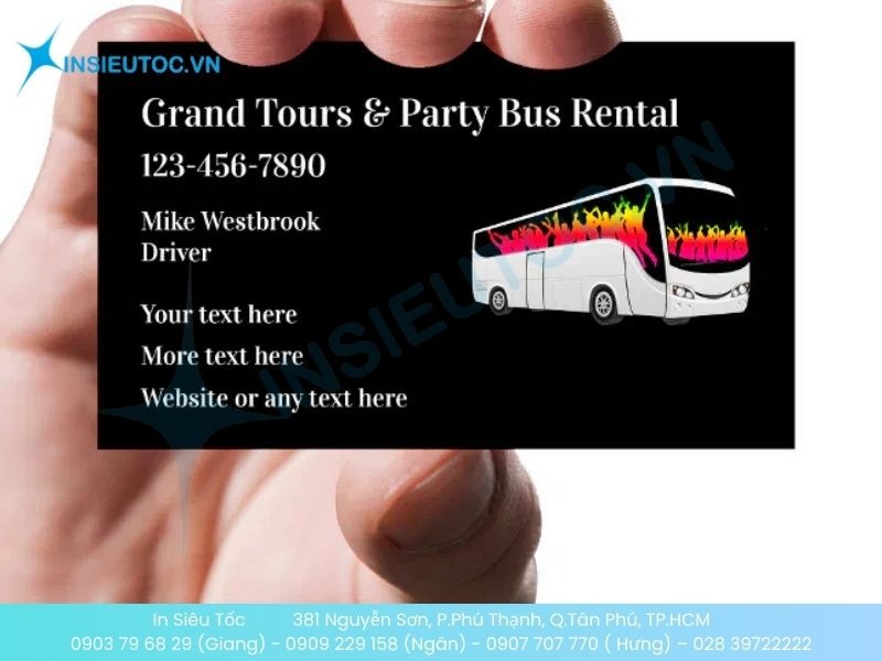 Mẫu card dịch vụ chở và cho thuê xe khách
