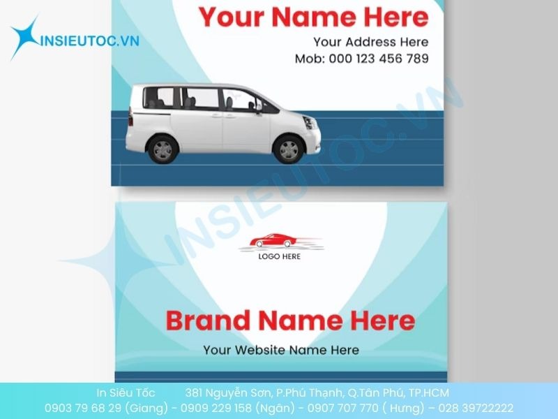 Mẫu card cho thuê xe du lịch trong ngày
