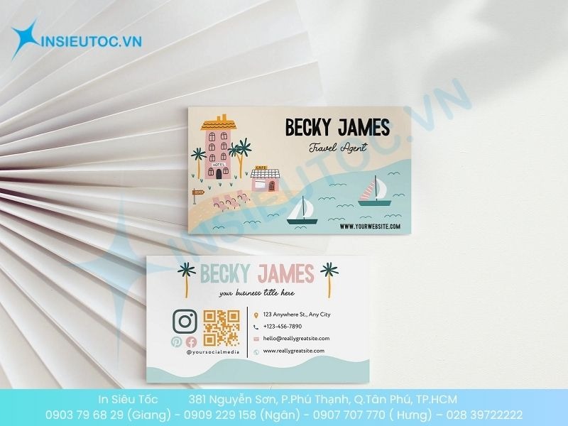 Mẫu card visit khách sạn 3-4 sao có tích hợp mã QR và thiết kế hiện đại