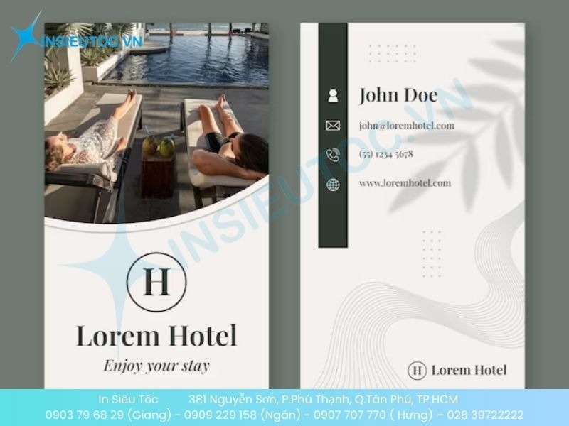 Mẫu card visit resort đơn giản với hình ảnh đặc trưng