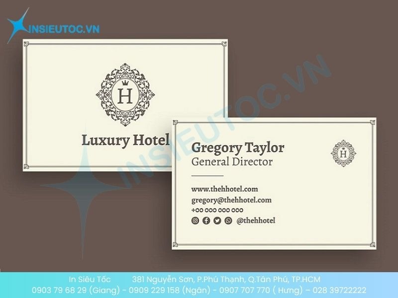 Mẫu card visit khách sạn tối giản, lịch sự