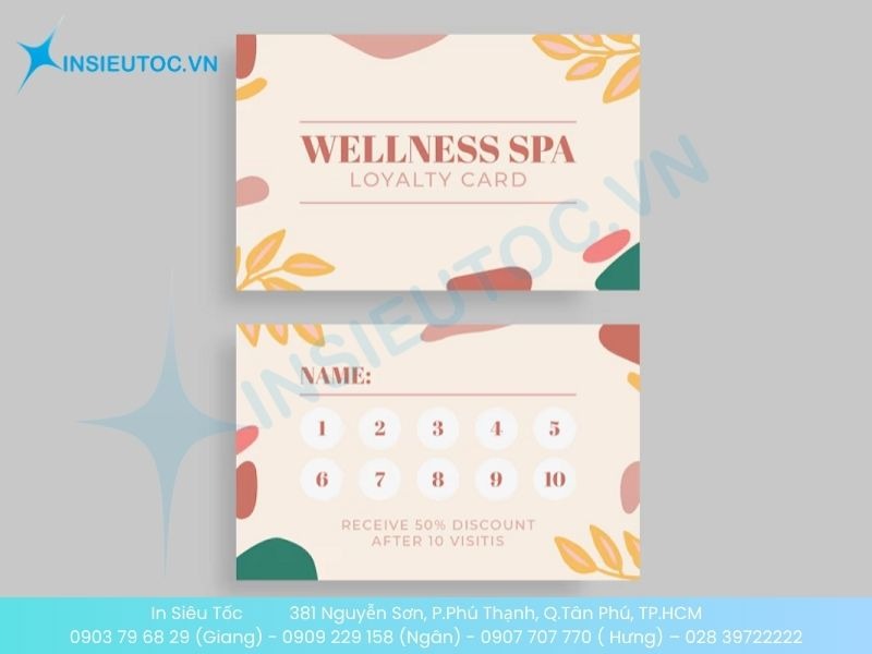 Mẫu thẻ liệu trình spa đơn giản
