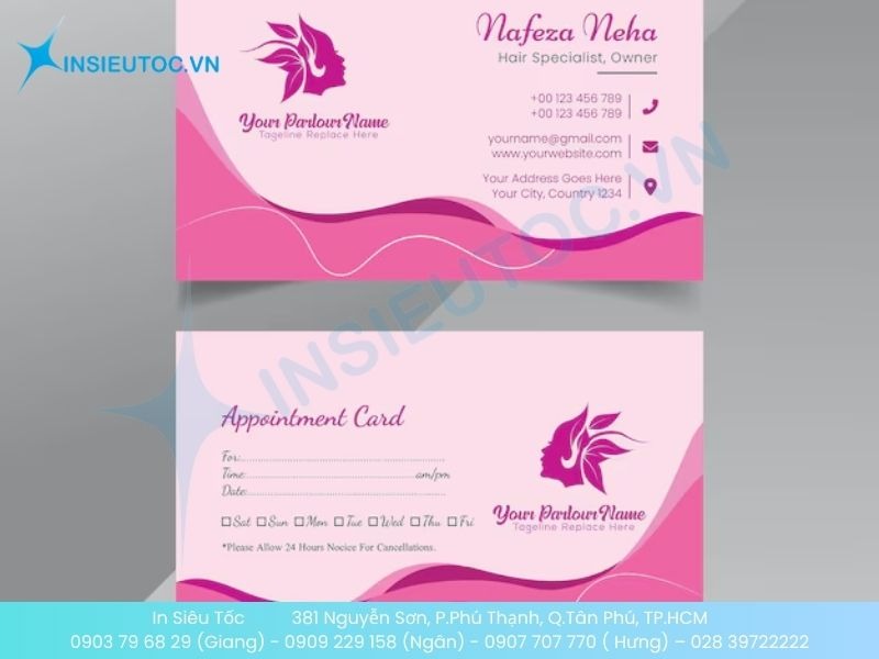 Mẫu thẻ hẹn lịch spa