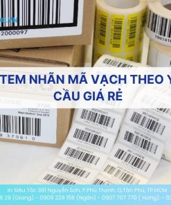 Các mẫu tem nhãn mã vạch đa dạng kích thước trên cuộn và tờ rời