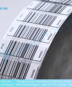 Tem nhãn mã vạch 1D dạng cuộn với số serial 8103 và 342050-342052