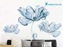 Mẫu decal hoa xanh in nổi đẹp mắt. mẫu decal trang trí hoa xanh