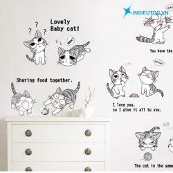 Mẫu decal trang trí tường đáng yêu hình mèo. Decal trang trí nhà cửa đẹp và xịn sò