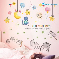 Mẫu decal chuột hamster đáng yêu thích hợp trang trí phòng ngủ cho bé. Decal trang trí phòng siêu đẹp