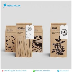 Mẫu in túi kraft miệng xếp có hoa văn đẹp. Mẫu túi kraft dạng xếp