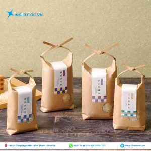 Túi kraft đựng gạo có tay cầm tiện lợi, chắc chắn. thiết kế túi kraft bảo vệ môi trường
