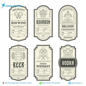 tem nhãn các loại chai rượu