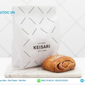 Mẫu túi giấy đựng bánh mì ngọt, bánh mì mặn màu trắng đơn giản. Túi giấy đựng bánh mì