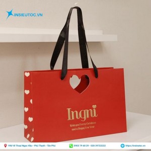Mẫu in túi giấy quà tặng màu đỏ thiết kế bắt mắt. Mẫu túi quà tặng thiết kế bắt mắt, sang trọng